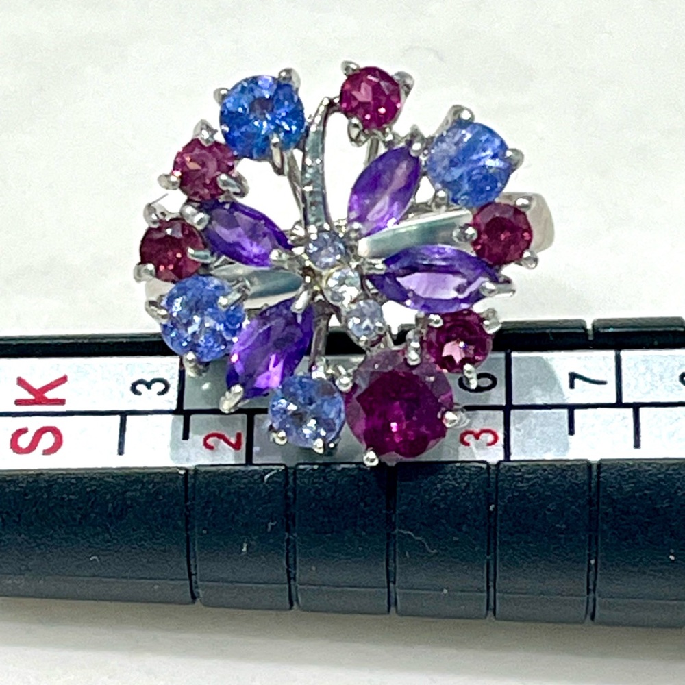 Tanzanite Garnet Amethyst 14KGP Ring